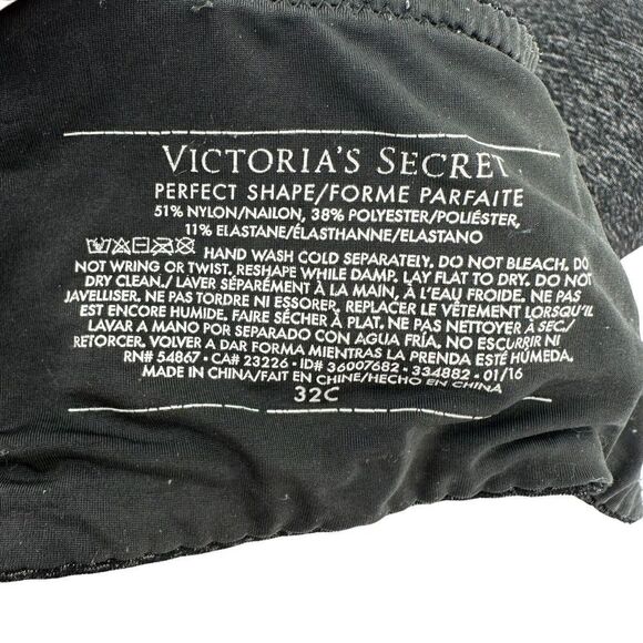 Victorias Secret Perfect Shape Bra 32C Underwired Push Up Black Multiway Straps - Picture 9 of 11